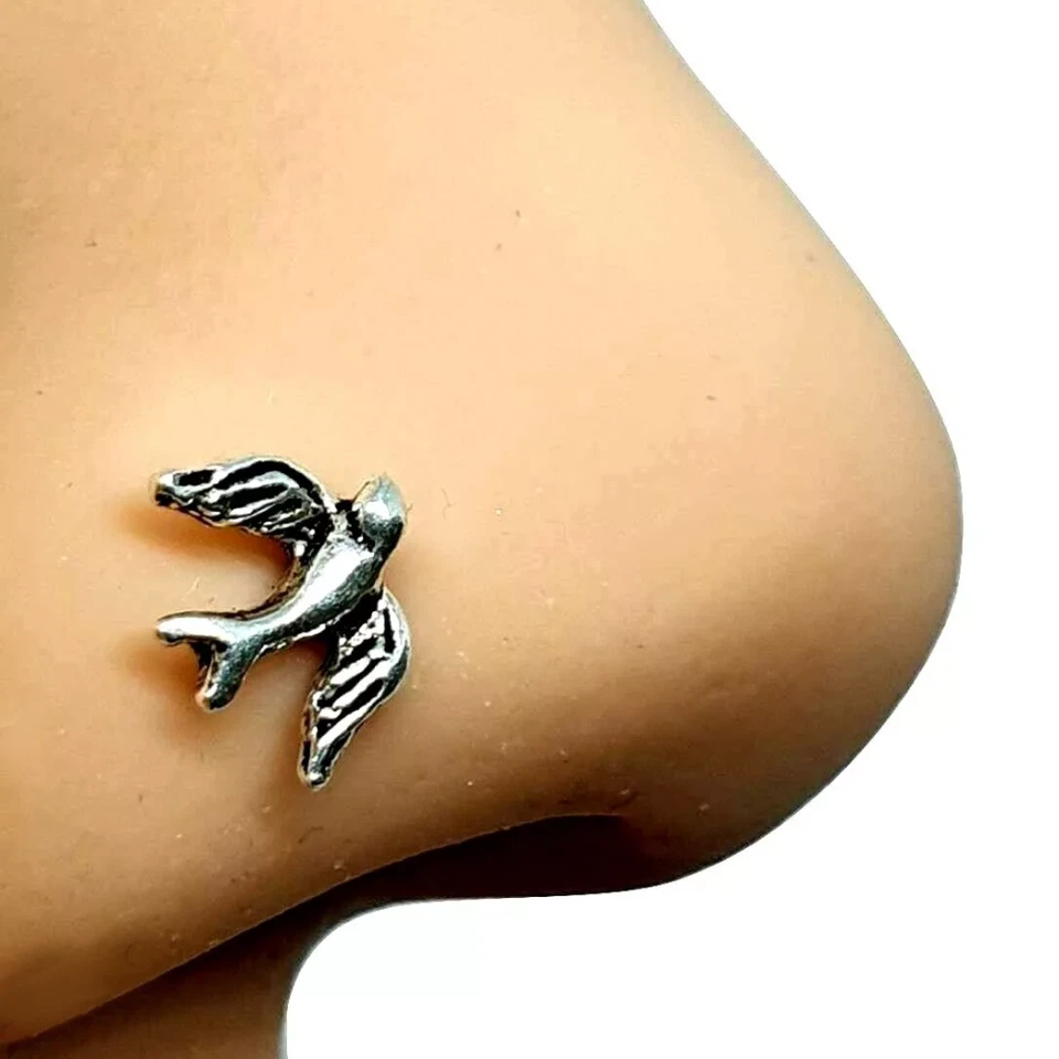 Borchia naso uccellino argento sterling rapido 22 g (0,6 mm) argento 925 drit... - Immagine 1 di 4