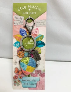 New Jilzarah Stay Positve Colorful Clay Heart Pewter Locket Key Ring Charm Clip - Picture 1 of 3