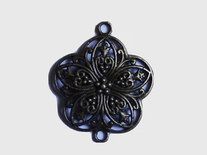 5 Antique Gold Floral Jewellery Connector Pendant 39x37mm - Photo 1/1