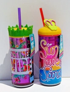 2 botellas de bebida aisladas de doble pared de 16 oz - olas solares de verano arena - Imagen 1 de 1