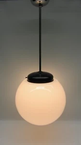 Kugellampe Vintage Deckenlampe Pendellampe Bakelit Opalglas Chrom '40er J - Picture 1 of 17