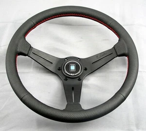 Nardi Steering Wheel Deep Dish Corn Racing 350mm Black Perf Leather Type A Horn - Picture 1 of 11