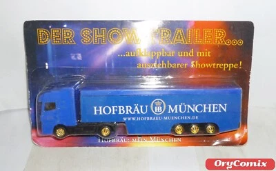 MODELLINO CAMION CON RIMORCHIO SCALA 1:87 TRUCK (DGD) BIRRA HOFBRAU MUNCHEN - Immagine 1 di 4