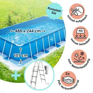 Polygroup Summer Waves Frame Pool Komplettset blau rechteckig 488 x 244 x 107 cm - Bild 1 von 2