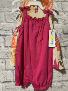 🌺 Carter's Bebé Niña 3 Piezas Mameluco/Vestido Set Floral Tropical 6 Meses #582 - Imagen 1 de 5