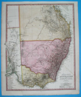 1865 NICE ORIGINAL MAP AUSTRALIA NEW SOUTH WALES SYDNEY BRISBANE MELBOURNE - Image 1 of 4
