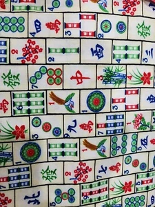 New ORIENTAL mah Jong Mahjong printed Fabric 100% Cotton Fabric by the yard - Picture 1 of 2