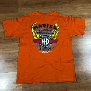 Harley Davidson Herren T-Shirt Medium Orange Cozumel Mexico - Bild 1 von 4