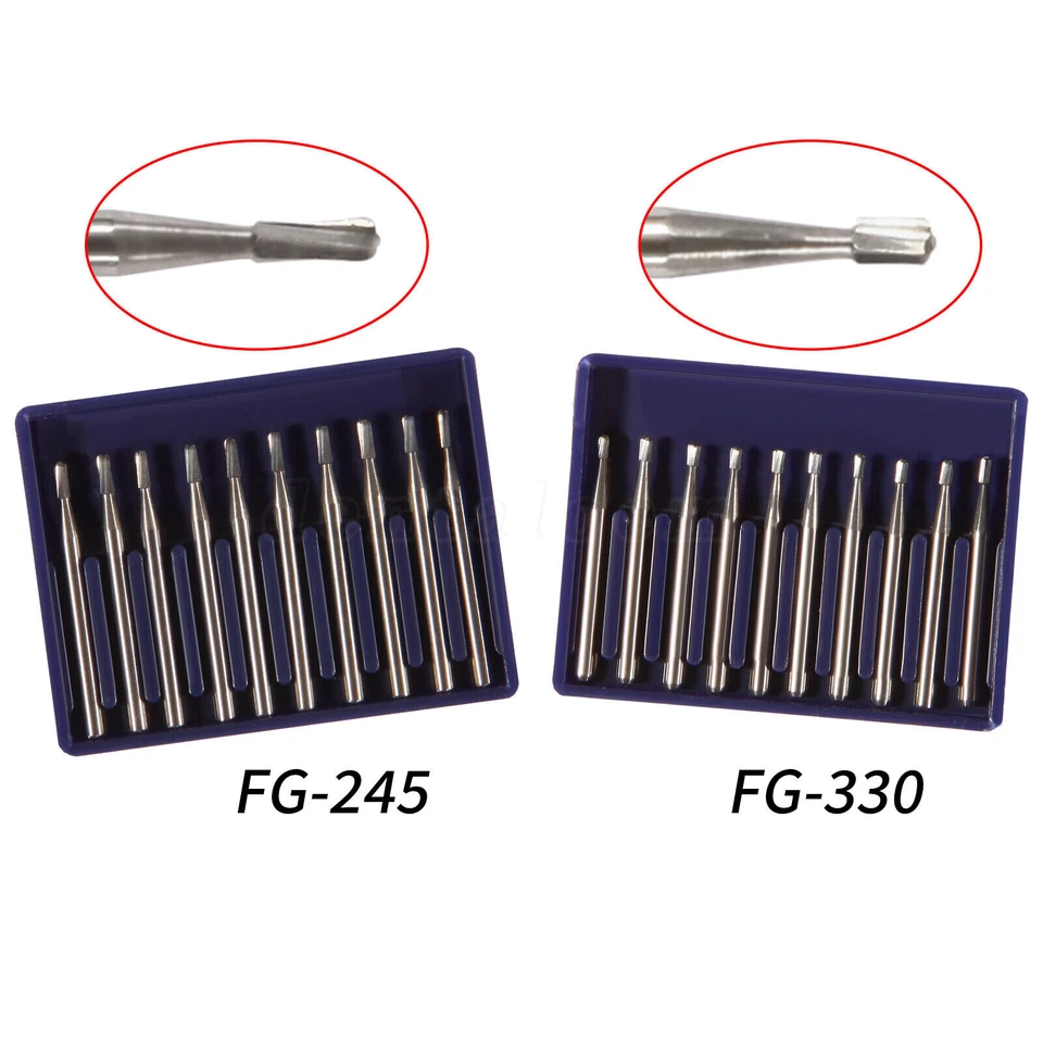 Fresas dentales FG 330 245 carburo alta velocidad pera abovedada fisura agarre de fricción Foto 1 de 1