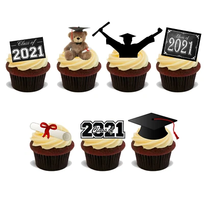 GRADUACIÓN STANDUP MIX x21 Comestible TARJETA DE ARROZ PLANO Retoppers para pasteles D3 FELICITACIONES Foto 1 de 4