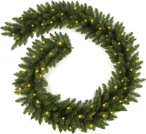 9 FT Pre-lit Christmas Garland Holiday Artificial 50 Led Light for Stairs Wall D - Picture 1 of 8