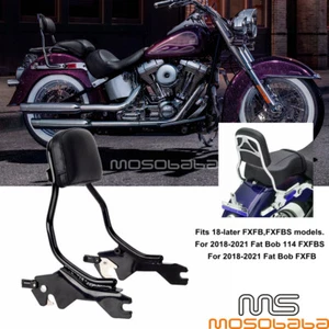 Passenger Sissy Bar Backrest Kit For Harley Fat Bob FXFB FXFBS 107 114 2018-2021 - Foto 1 di 12