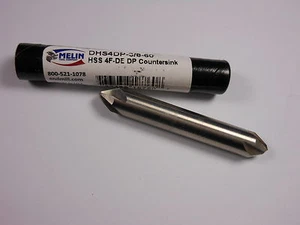MELIN Countersinks 3/8" HSS 4FL 60° 3/8" Shank x 2-1/2" DHS4DP-3/8-60 - Picture 1 of 1
