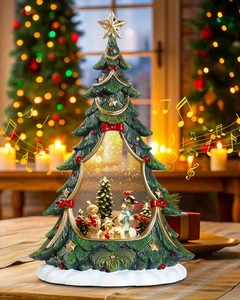Christmas Snow Globe Tree-Shape Lantern, Musical Snowglobes with Water Swirli... - Bild 1 von 6