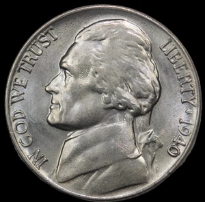 1940 5C Jefferson Nickel - CHOICE GEM BU FULL STEPS / FREE SHIPPINGSMH- 168 - Picture 1 of 2