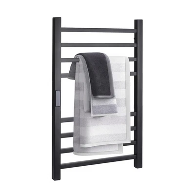 8/10 Bars Towel Warmer Rack Wall Mounted Heated Towel Rack Bathroom Black - Image 1 of 4