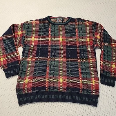 VTG 90s Chaps Ralph Lauren Multicolor Grandpa Sweater Crew Neck Mens Large - Image 1 of 4
