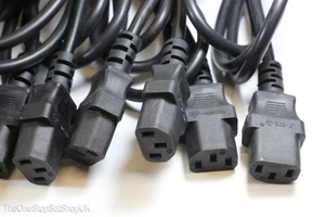 10 x 3 Pin 1.8m UK Black Mains Cable IEC 320 C13 For Televisions, Computers etc - Afbeelding 1 van 12