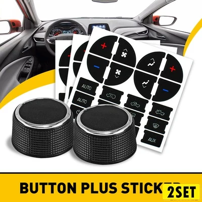 Juego de 2 perillas climáticas de aire acondicionado control de audio + botón de reparación de radio calcomanía pegatina coche interior Foto 1 de 4