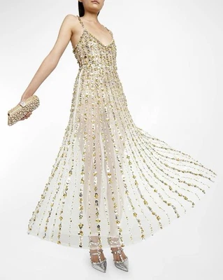 40IT- Vestido de Noche de Cóctel Transparente Bordado Lentejuelas Valentino - Nuevo con Etiquetas Foto 1 de 4