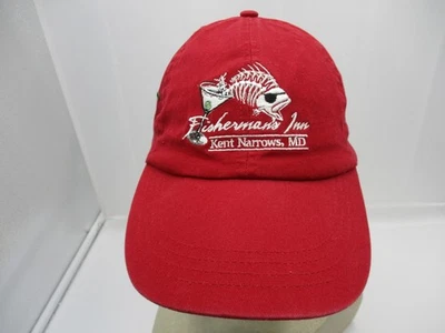 Gorra Fishermans Inn con correa trasera roja bordada pesca para hombre Kent Narrows MD Foto 1 de 4