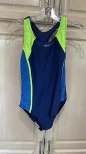 Speedo Girls Racerback Sport Splice One Piece Swimsuit Chest Swim Team Infinity - Picture 1 of 8