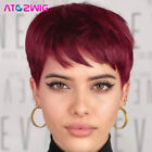 Dark Red 99J Pixie Cut Wigs For Women Human Hair Wigs Fashion Pixie Red Wigs