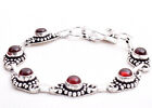 Round Garnet Silver Plated Handcrafted Graceful Charm Bracelet For Women Gift