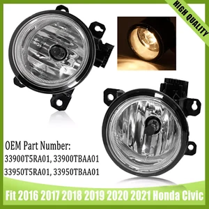 Pair Fog Lights For 2016-2021 Honda Civic Driver & Passenger Side 33900T5RA01 - Picture 1 of 11