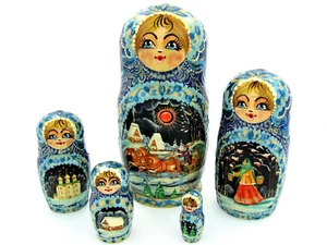5 Poupées russes H19 peint main signé Matriochka Gigognes Matryoshka Nested doll - Imagen 1 de 6