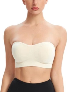 Gnowann Strapless Bras for Women Non-Slip Silicone Bandeau Bra Seamless Wireless - Picture 1 of 4
