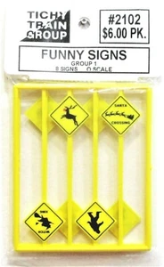 O Scale Tichy Train Group 2102 Funny Warning Signs Set #1 pkg (8) - Picture 1 of 1