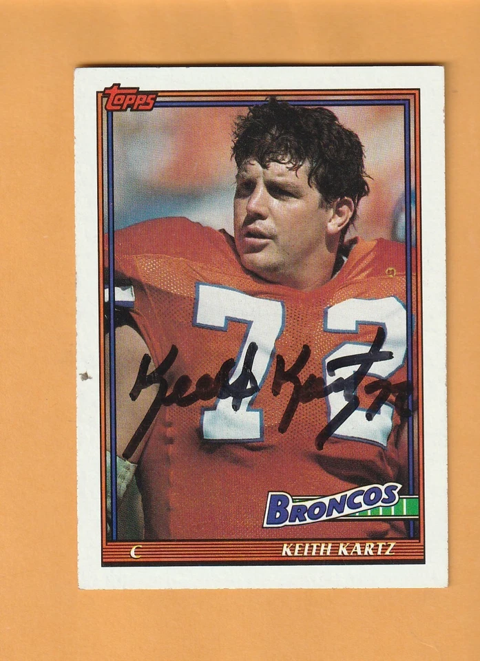 Keith Kartz Denver Broncos AUTO Signed 1991 Bowman California Bears 3A - Image 1 of 2