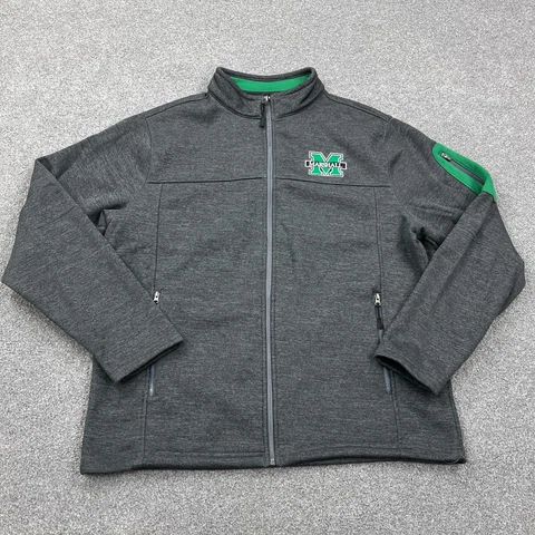 Marshall Thundering Herd Jacket Men Large Gray Soft Shell Full Zip Up Sweater Cover