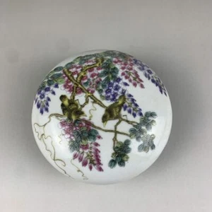 Caja de tinta con patrón de porcelana rosa de la familia china 4,37 pulgadas - Imagen 1 de 6