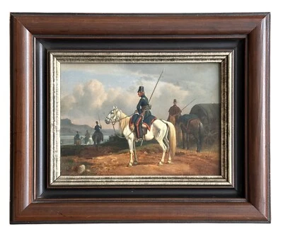Calvario militar español a caballo 1834 pintura al óleo firmada Foto 1 de 4
