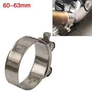 Morsetto Tubo Scarico 60mm-63mm Acciaio Inox Silenziatore Pinza Fissa Moto - Foto 1 di 8