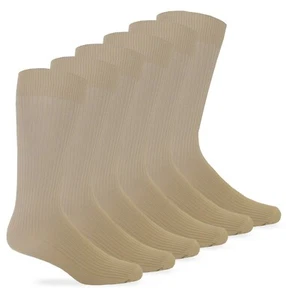 6 Pair Jefferies Socks Mens Silky Nylon Rib Dress Mid Calf Crew Uniform Socks - Picture 1 of 5