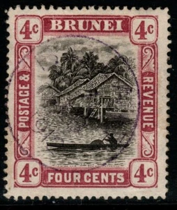 BRUNEI SG26a 1910 4c GREY-BLACK & REDDISH PURPLE FINE USED - Picture 1 of 1
