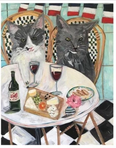 Paris Cafe Katzen Grußkarte - Bild 1 von 3