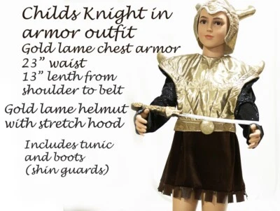 Caballero Dorado Infantil en Armadura Brillante Hecho en USA. Nuevo pero algunos defectos.        Foto 1 de 4