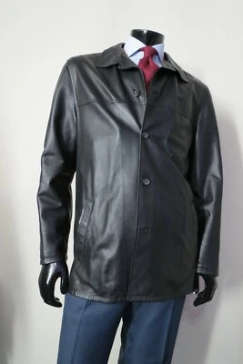 Chaqueta Ermenegildo Zegna Made in Italy 100% Piel Pelle Negra Cuatro Botones 42 R Foto 1 de 4