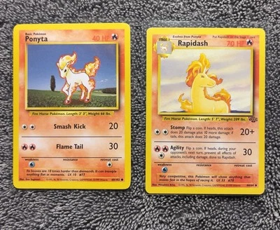 Pokémon Base Set Ponyta 60/102 & Jungle Set Rapidsh 44/64 Cards NM WOTC 1999 - Image 1 of 4