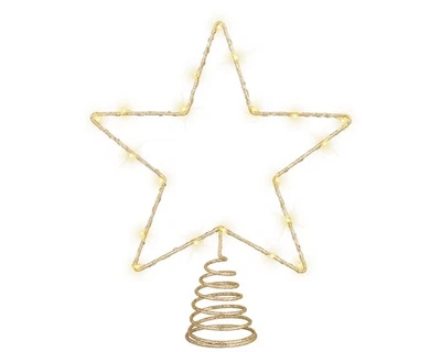 LED Christbaumspitze Stern mit Timer 27cm Metall Weihnachtsbaumspitze beleuchtet - Bild 1 von 3