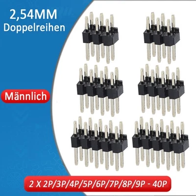 MARKENLOS 2 Reihen Stiftleiste | 2 - 40 Pins | 2,54mm | Pin Gerade Header Breadboard