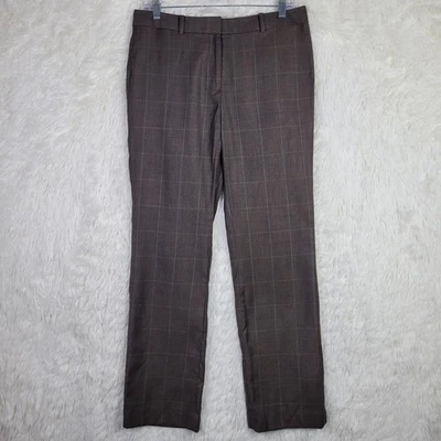 Brooks Brothers Womens 6 Lucia Brown Wool Check Trouser Academia Old Money - Image 1 of 4