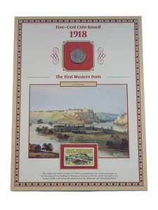 PCS 1918 P Buffalo Nickel Panel with Stamp - Collector's Coin & Stamp Set Nice - Picture 1 of 4