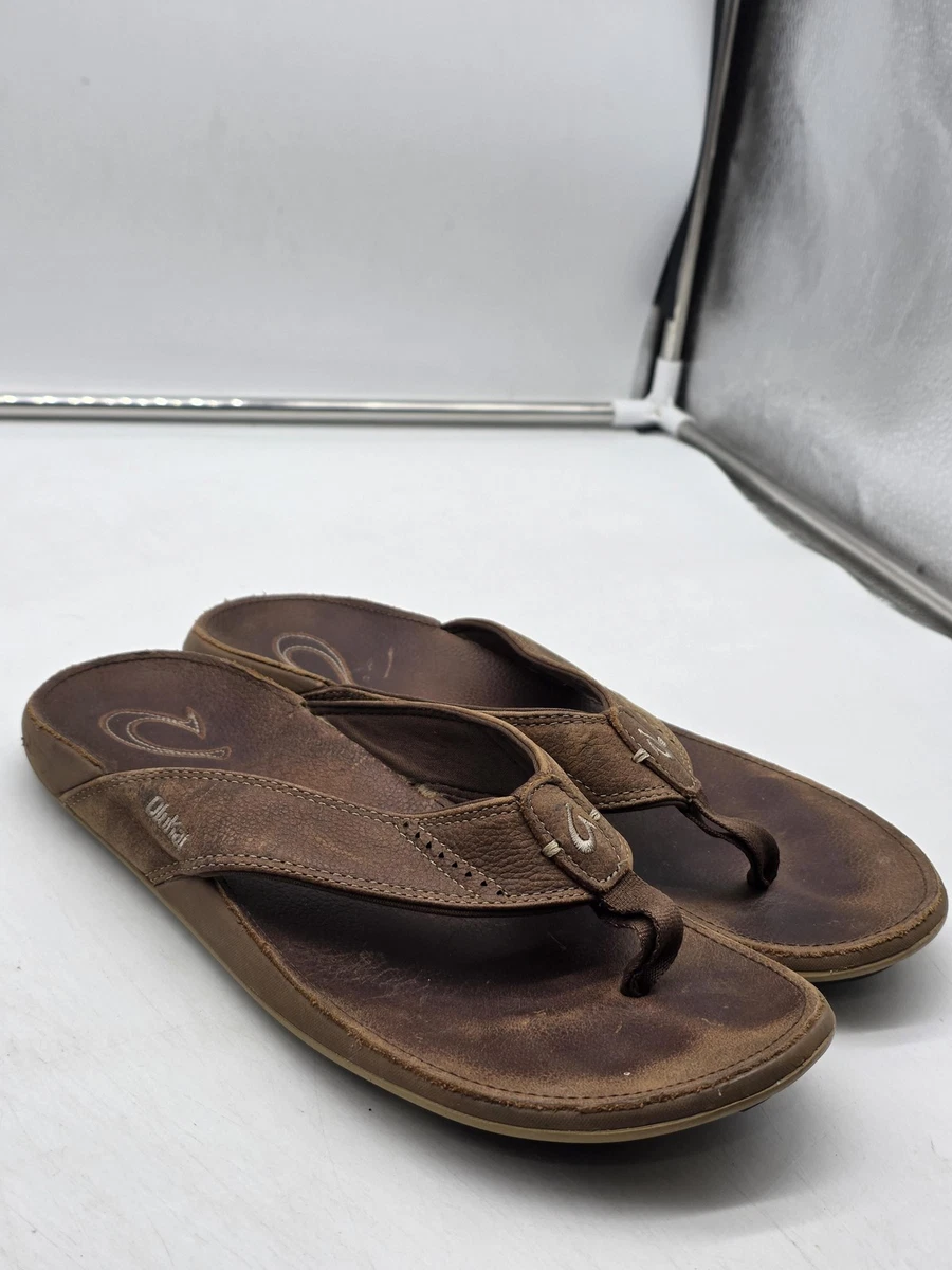 美品 Olukai ブラウン 本革 サンダル OluKai Brown Leather Upper Sandals for Men for sale | eBay