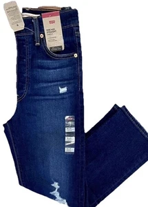 Levi's Women's Ribcage Straight Ankle Jeans Dark Indigo Destructed NWT 26X27 - Picture 1 of 4