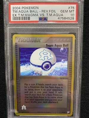EX Team Magma Vs. Team Aqua Team Aqua Ball Reverse Foil 75/95 PSA 10 Gem Mint - Image 1 of 2